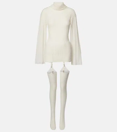Aya Muse Wool-blend Minidress In White