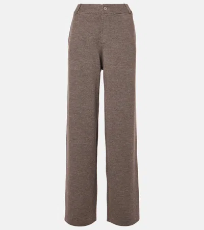 Aya Muse Wool-blend Straight Pants In Brown