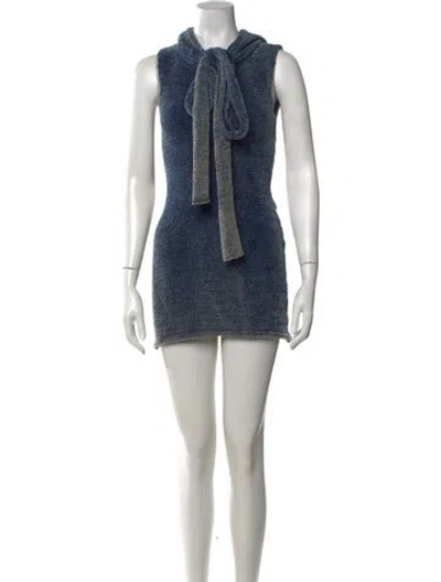 Pre-owned Aya Muse Wool Mini Dress In Blue