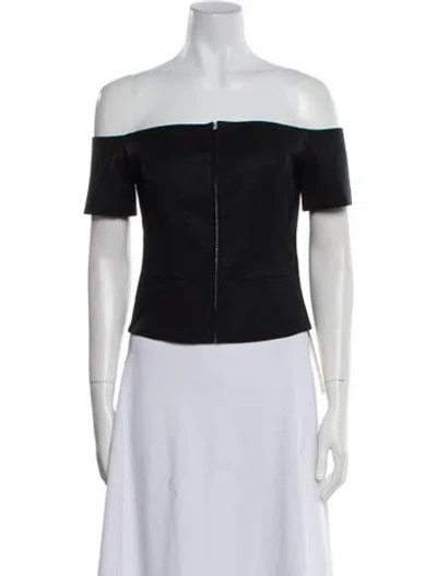 Pre-owned Aya Muse Wool Off-the-shoulder Crop Top W/ Tags In Black