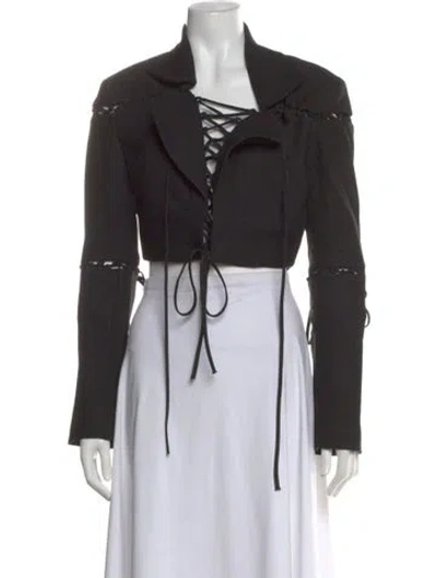 Pre-owned Aya Muse Wool Open Front Crop Top W/ Tags In Black