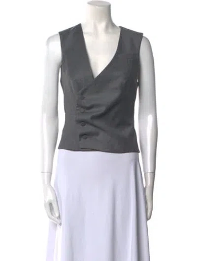 Pre-owned Aya Muse Wool Plunge Neckline Crop Top In Black