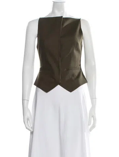 Pre-owned Aya Muse Wool Square Neckline Top In Green
