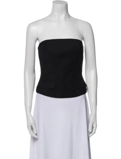 Pre-owned Aya Muse Wool Strapless Crop Top In Black