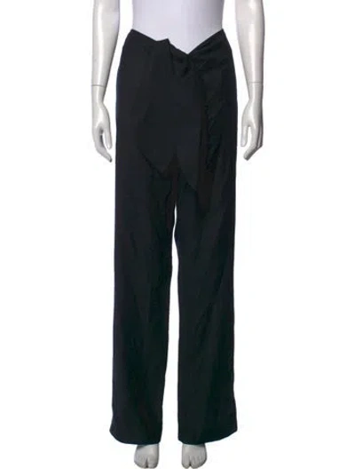 Pre-owned Aya Muse Wool Wide Leg Pants In Black