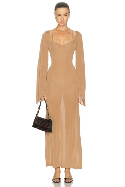 Aya Muse Zair Layered Gown In Brown