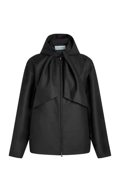 Aya Muse Zora Tie-detailed Wool Jacket In Black