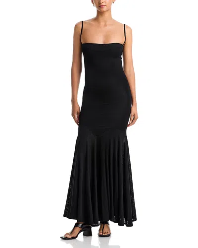 Aya Muse Zory Mermaid Hem Stretch Jersey Maxi Dress In Black