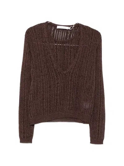 Aya Muse Zula Double-layer Sweater In Brown