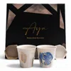 Aya Porcelain Neutrals / Gold / Blue Aya And Aya Lumina Porcelain Cup & Petite Treat Bowl Gift Box Set In White