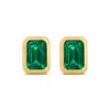 Aya Women's Gold / Green Chloe Emerald Stud Earrings In Multi
