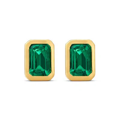 Aya Women's Gold / Green Chloe Emerald Stud Earrings In Multi