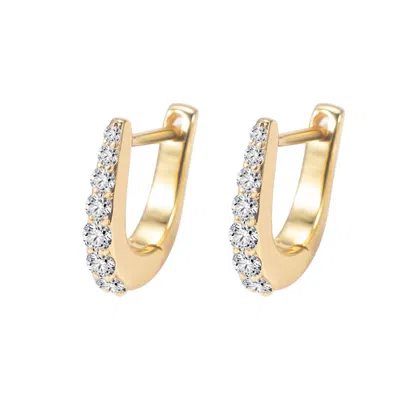 Aya Women's Gold / White Graduating Diamond ⁠huggie Hoops In Multi