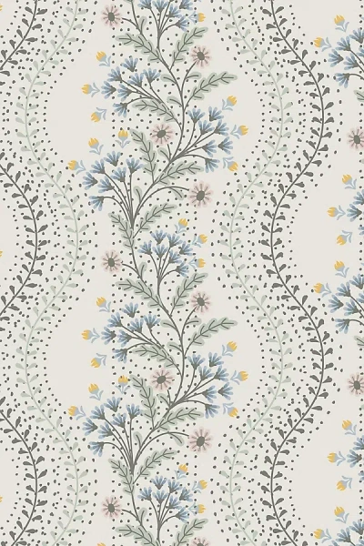 Ayara Cottagecore Wavy Floral Stripe Wallpaper