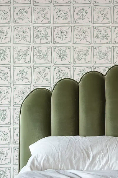 Ayara Floria Tile Vintage Floral Wallpaper In Green