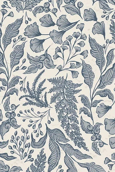 Ayara Forest Floor Botanical Wallpaper In Blue