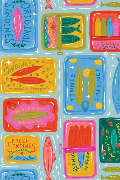 Ayara Sardine Tins Nautical Wallpaper In Multi