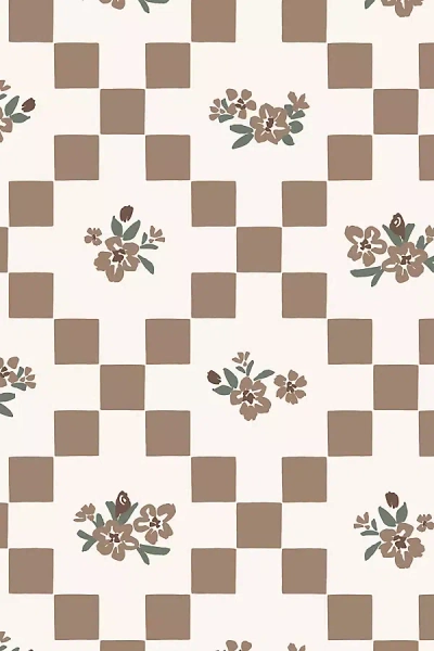 Ayara Vintage Bloom Mosaic Geometric Floral Wallpaper In Brown
