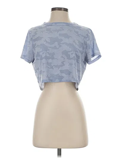 Pre-owned Aybl Short Sleeve Top Blue Mock Neckline Tops