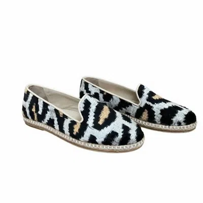 Ayca Women's Silk Espadrille Shoes In Black/white In Multi