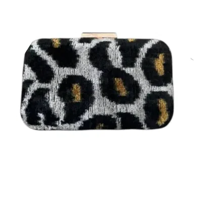 Ayca Women's Silk Velvet Ikat Box Clutch In Leopard In Multi