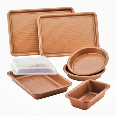 Ayesha Curry Bakeware Nonstick Cookie Pan, Loaf Pan, And Cake Pan Set, 7-piece, Copper