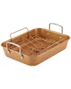 Ayesha Curry Bakeware Nonstick 11" X 15" Roaster With Convertible Rack In Copper