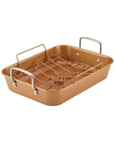 Ayesha Curry Dnu  Bakeware Nonstick Roaster With Convertible Rack In Copper