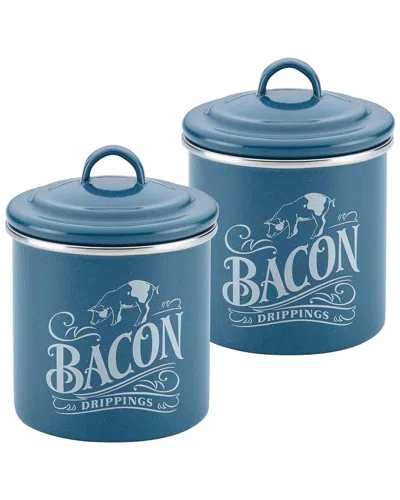 Ayesha Curry Dnu  Collection Enamel On Steel Bacon Grease Cans In Teal