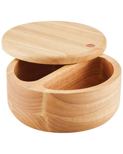 Ayesha Curry Dnu  Pantryware Round Wooden Salt And Spice Box With Two Compartments In Brown
