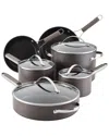 Ayesha Curry 10-pc. Hard-anodized Collection Nonstick Cookware Set In Grey