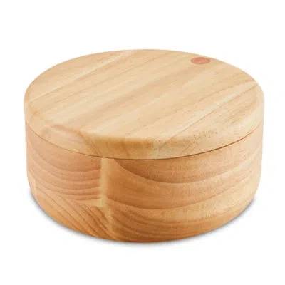 Ayesha Curry Pantryware Round Wooden Salt And Spice Box With Two Compartments, 17-ounce, Parawood In Natural