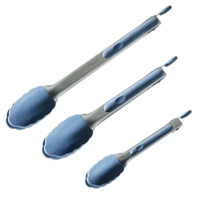 Ayesha Curry Tools & Gadgets Locking Tongs Kitchen Utensil Set, 3 Piece In Blue