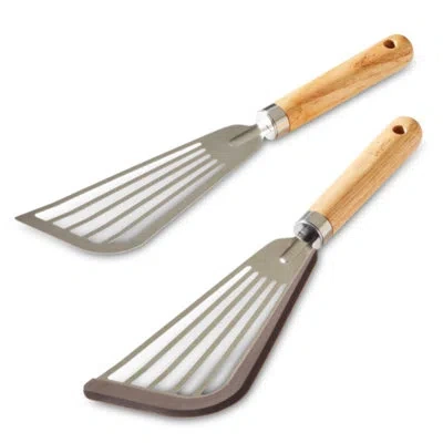 Ayesha Curry Tools And Gadgets Stainless Steel Fish Turner Utensil Set, 2 Piece In Gray;natural