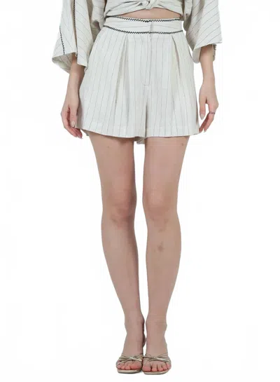 Aylaya Claire High Waist Pinstripe Shorts In Beige In Nude