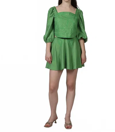 Aylaya Iris Embroidery Skirt Set In Green