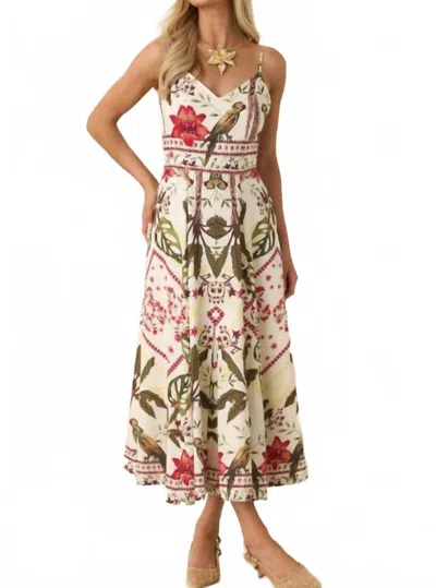 Aylaya Luna V-neckline Maxi Dress In Red/green Multi