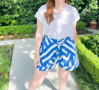 Aylaya Melbourne High-waisted Shorts In Blue/white