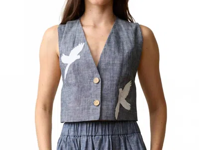 Aylaya Positano Top In Denim Bird Nest In Blue
