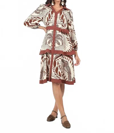 Aylaya Rio Midi Dress In Brown In Multi