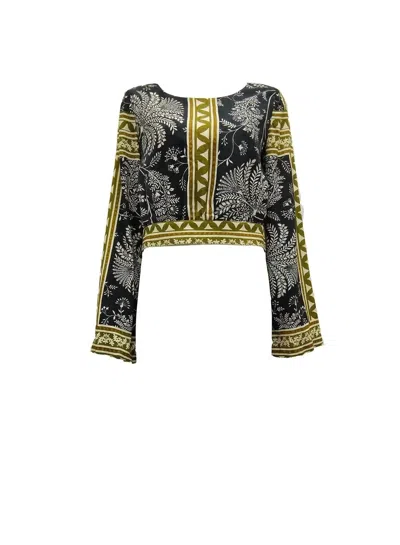 Aylaya Women's Paris Three-quarter Sleeve Top In Mystique Fern In Multi