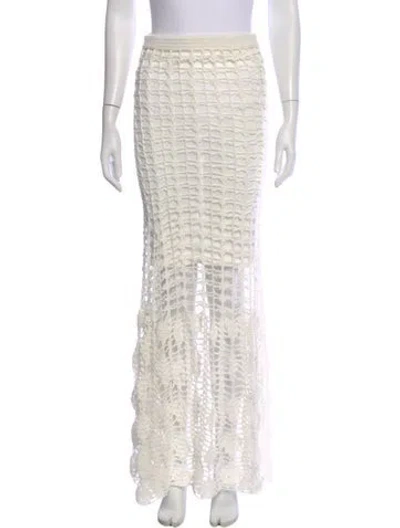 Pre-owned Ayni Lace Pattern Long Skirt In White