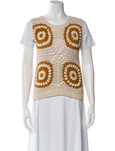 Pre-owned Ayni Patterned Crew Neck Top In Neutral