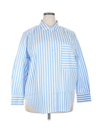 Pre-owned Ayr 3/4 Sleeve Button Down Shirt In Blue