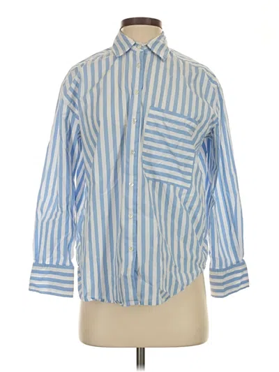 Pre-owned Ayr 3/4 Sleeve Button Down Shirt In Blue