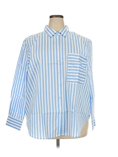 Pre-owned Ayr 3/4 Sleeve Button Down Shirt In Blue