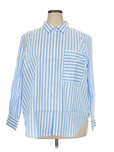 Pre-owned Ayr 3/4 Sleeve Button Down Shirt In Blue