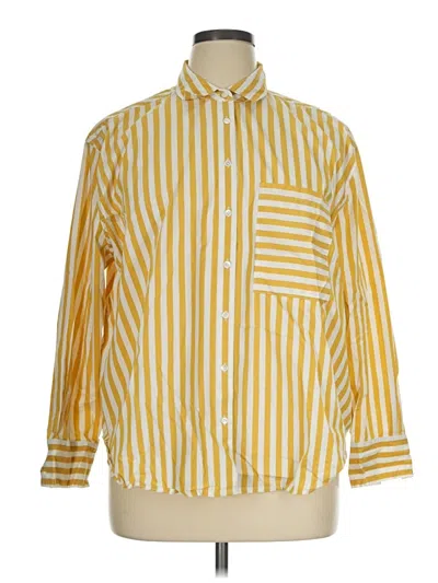 Pre-owned Ayr 3/4 Sleeve Button Down Shirt In Yellow