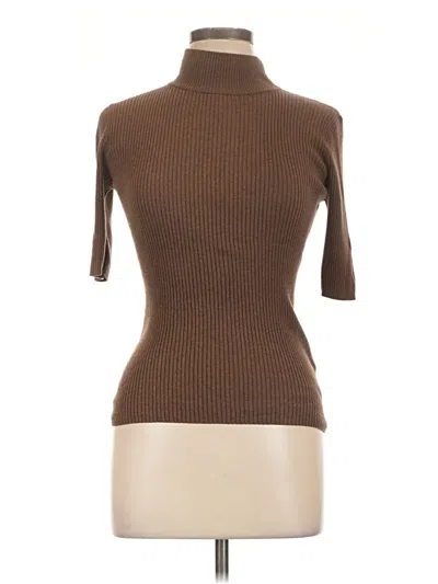 Pre-owned Ayr 3/4 Sleeve Top Brown Turtleneck Tops