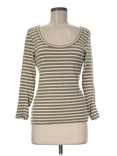 Pre-owned Ayr 3/4 Sleeve Top Tan Scoop Neck Tops